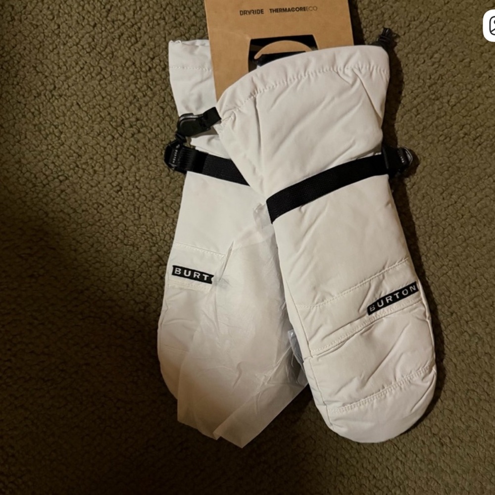 Burton White Mittens with Black Accents